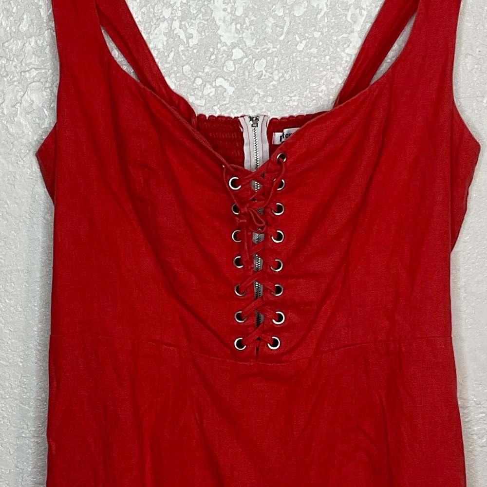 Reformation Red Lace-Up Mini Dress - Picture 14 of 14